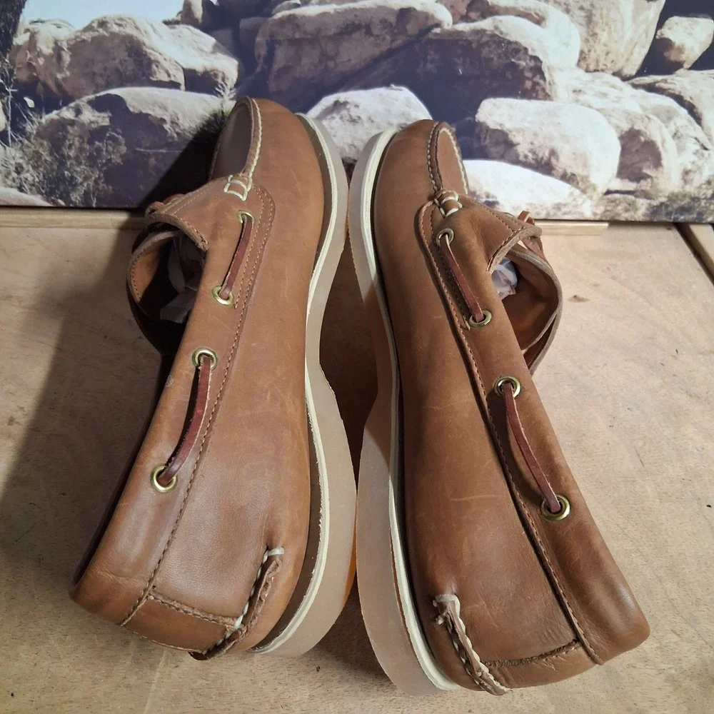 Timberland Classic 2-Eye Boat Shoes Mens 14 Brown Leather Deck Moccasins 25077